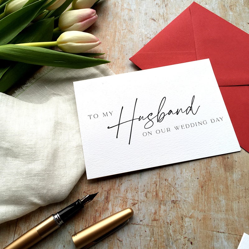 Birthday Gift Card, Wedding Day Card To My Husband Wedding Day Card With Envelope - Image 5